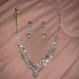 Gold Formal Necklace & Earring Set